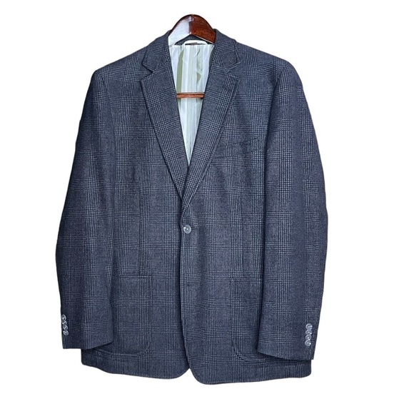 Men’s Charcoal Plaid Bullock & Jones Sport Coat - Size 40R - Picture 2 of 16